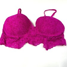 PINK Victorias Secret Large Lace Bralette Bra Pushup Floral Lace Padded 1960