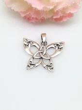 Celtic Knot Butterfly Pendant 925 Sterling Silver Triquetra Butterfly 22mm/0.87"