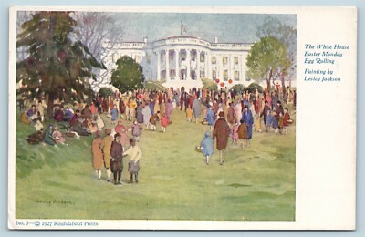 Postcard Washington DC White House Easter Morning Egg Rolling Lesley Jackson AD9