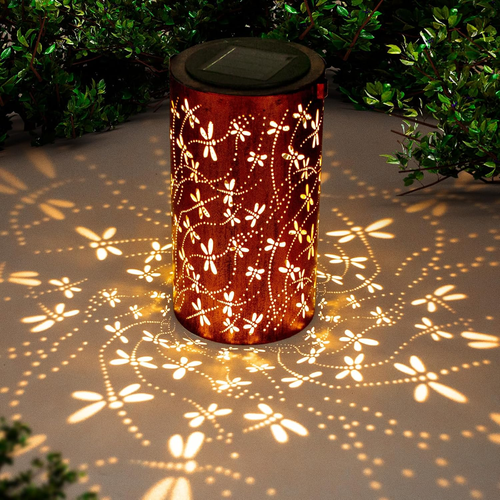 Dragonfly Outdoor Solar Lanterns, Garden Waterproof Metal Hanging Decor Lights f