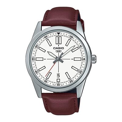Casio Analog White Dial Men's Watch - MTP-VD02L-7EUDF, White, Strap