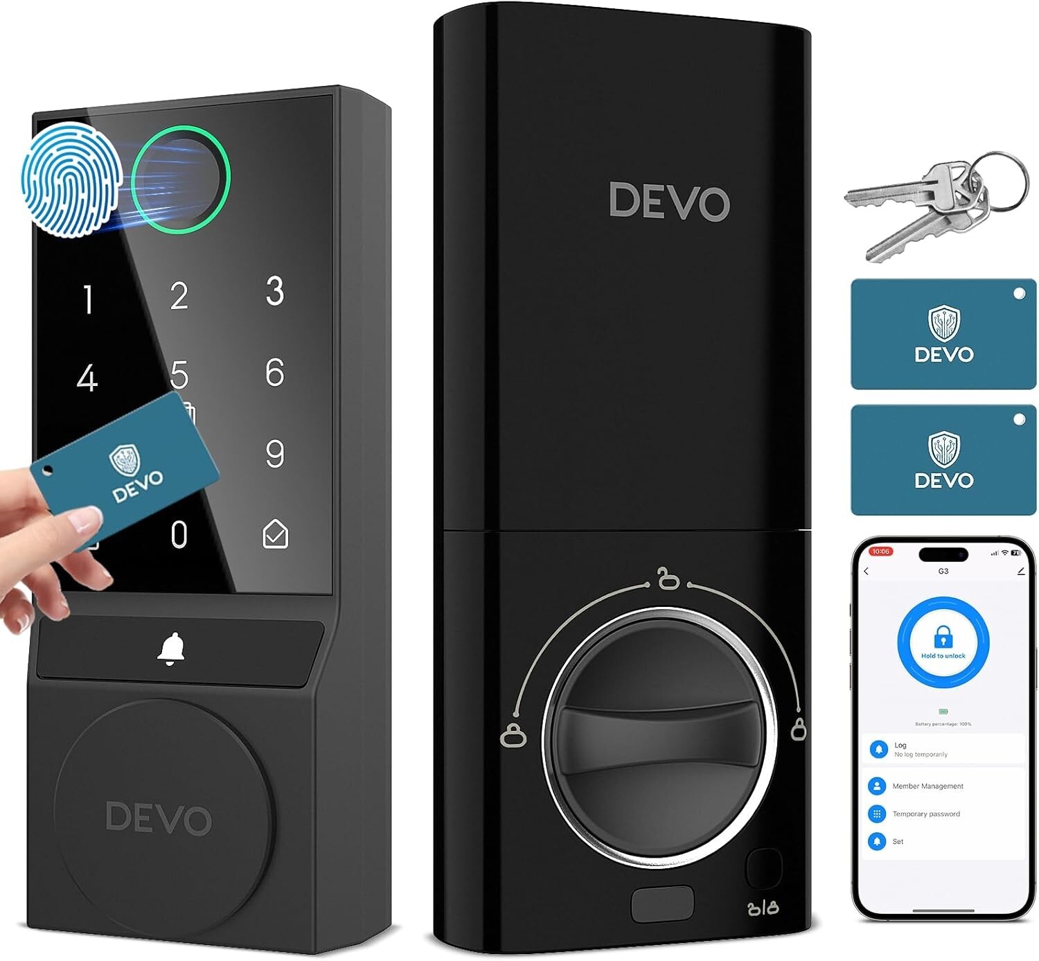 Wi-Fi Smart Lock with Fingerprint Keyless Entry and App Control for Deadbolt-image