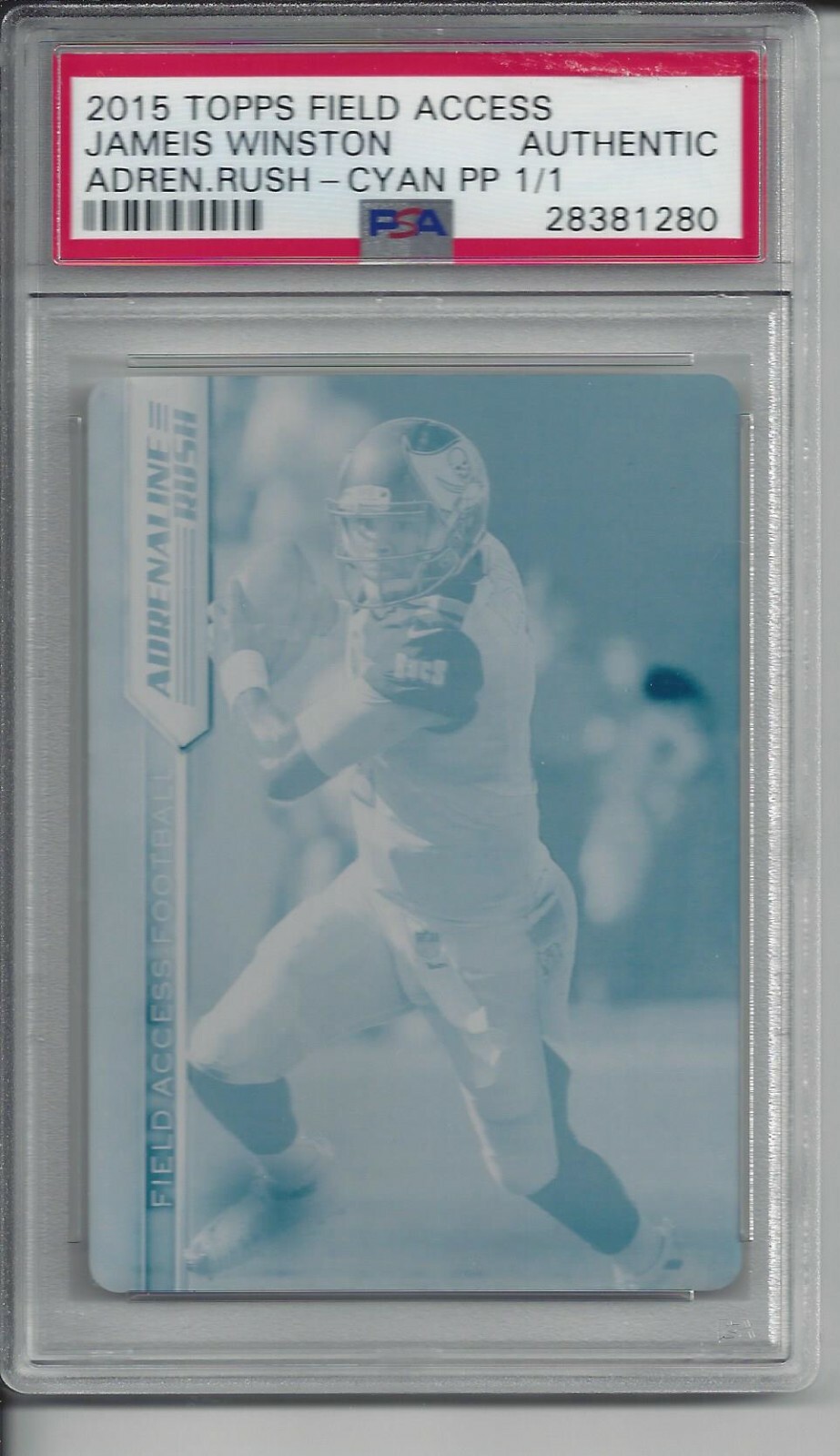 Jameis Winston Topps Field Access Adrenaline Rush # Cyan Print Plate 1/1
