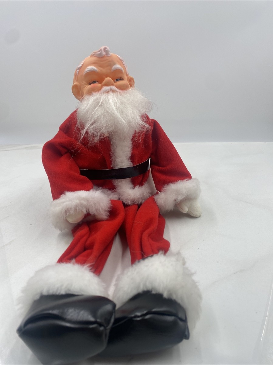 サンタさん Vtg SANTA CLAUS Shelf Sitter JAPAN Wooden Rubber Faced 7 1/2