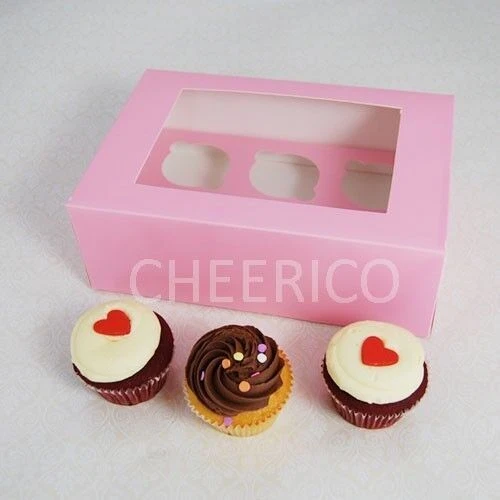 Pink or White Cupcake Boxes - for 6 Cupcakes - Pack of 25 sets - Image 3 of 4