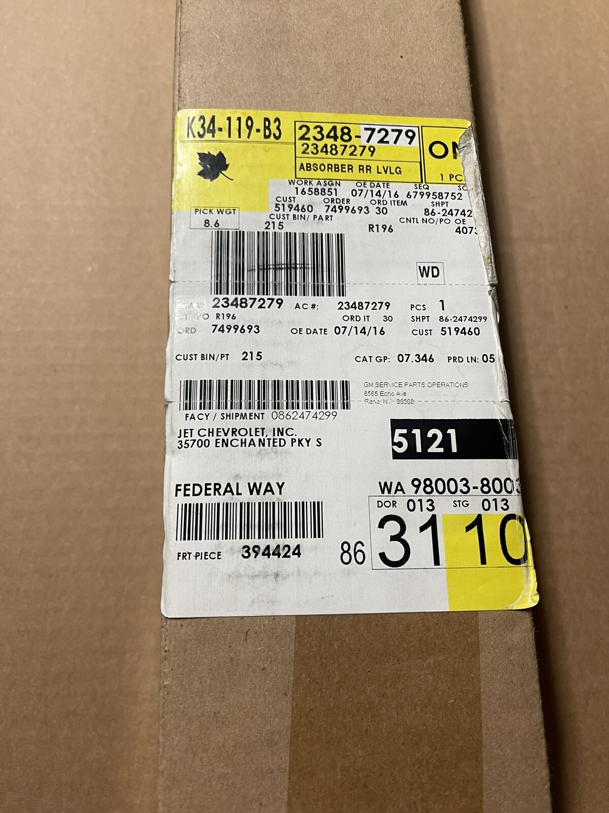 Genuine GM 23487279 ACdelco 580-1090 Absorber, Leveling Shock ステアリング