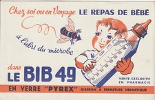 M72 ANCIEN BUVARD - bibéron BIB 49 Le repas de bébé Pyrex abeille bee Biene Lösc
