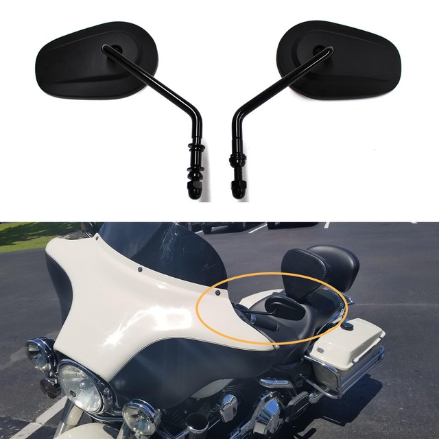 Black Long Stem Rearview Rear Side Mirrors For Harley Electra Glide