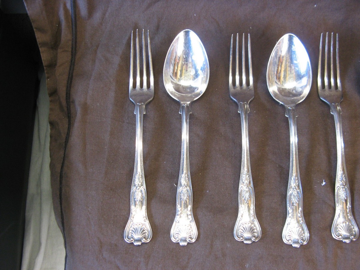 ARGENTERIE 6 FOURCHETTES DESSERT ERCUIS MODÈLE A LA RUSSE POINÇONS