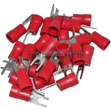 The Install Bay RVST88 Red Vinyl 8 Gauge #8 Spade Terminal Connector (25/pack)