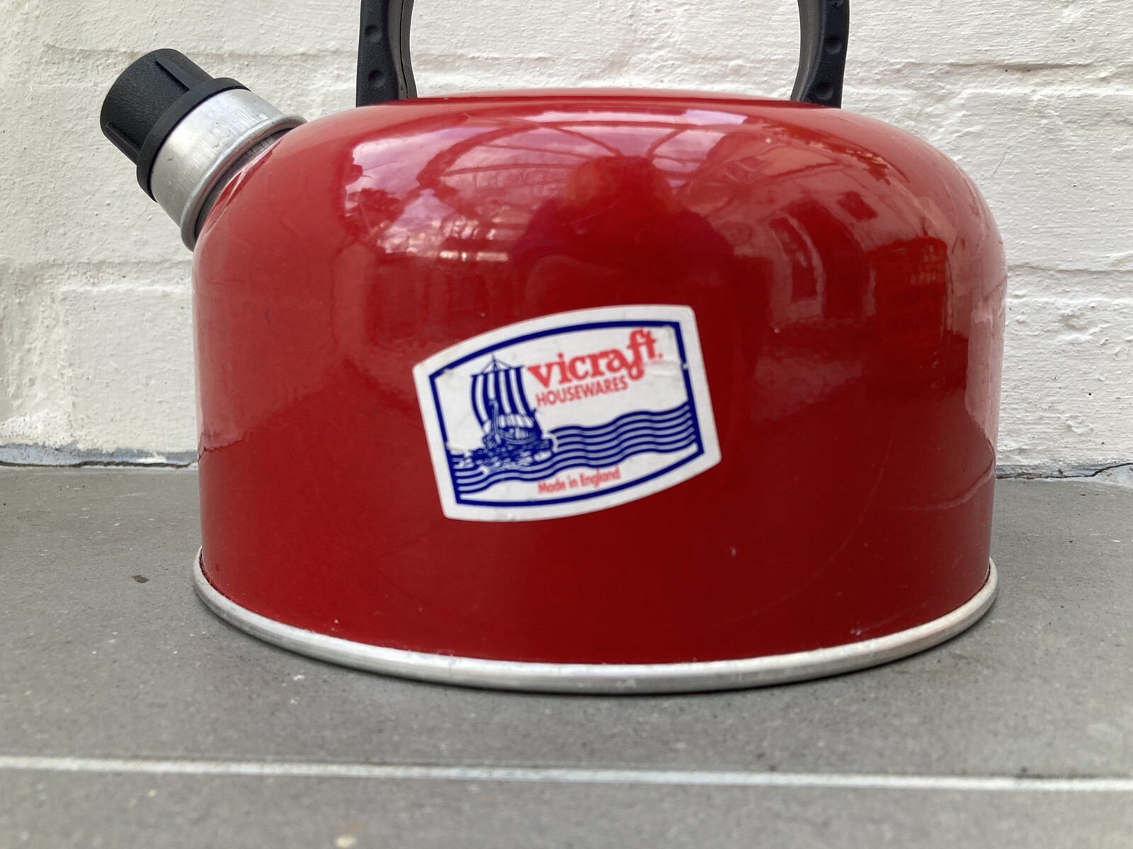 Vintage Red ‘Vicraft’ Aluminium Kettle Stove Top, Camping, Retro