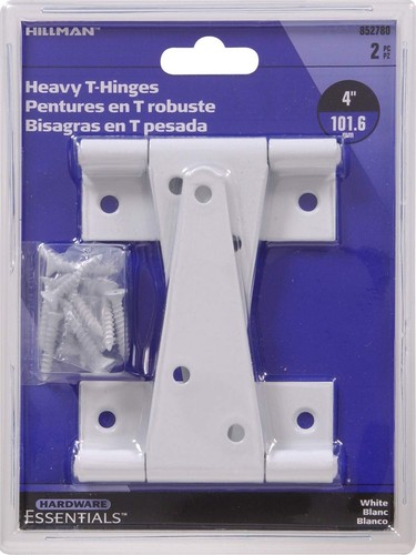 852780 Heavy Duty T-Hinges White 4" - 2 Pack - Picture 2 of 2