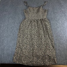 Old Navy XL Leopard Print Smocked Midi Dress Tan Black Animal Print Sleeveless