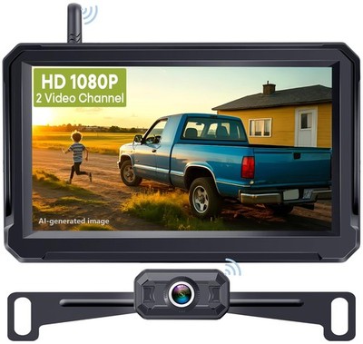 Wireless Backup Camera for Trucks: 5 Inch 1080P HD Display, Backup Camera for...