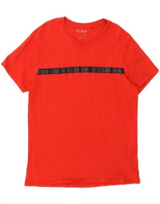 Guess Damen Grafik T-Shirt Oberteil UK 20 2XL Rot Colourblock Baumwolle CS05
