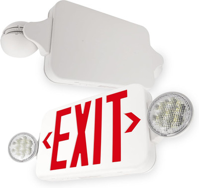LFI Lights  Compact COMBO, UL 924 Listed Exit Sign with Emergency Lights, Red LE