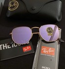 New Ray-Ban Hexagonal RB3548 Gold Frame / Lilac Sunglasses
