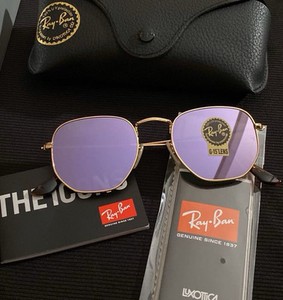 New Ray-Ban Hexagonal RB3548 Gold Frame / Lilac Sunglasses
