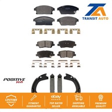 Front Rear Semi-Metallic Brake Pads And Parking Shoes Kit For Cadillac ATS