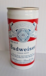 Vntg Budweiser Lager Beer 10 oz. Aluminum Can Pop top Houston Tex. Rocket Bottom