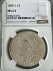1880-S MORGAN SILVER DOLLAR NGC MS63