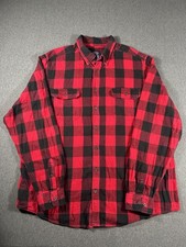 Faded Glory Men's 2XLT Red and Black Buffalo Plaid Cotton Flannel Long Sleeve