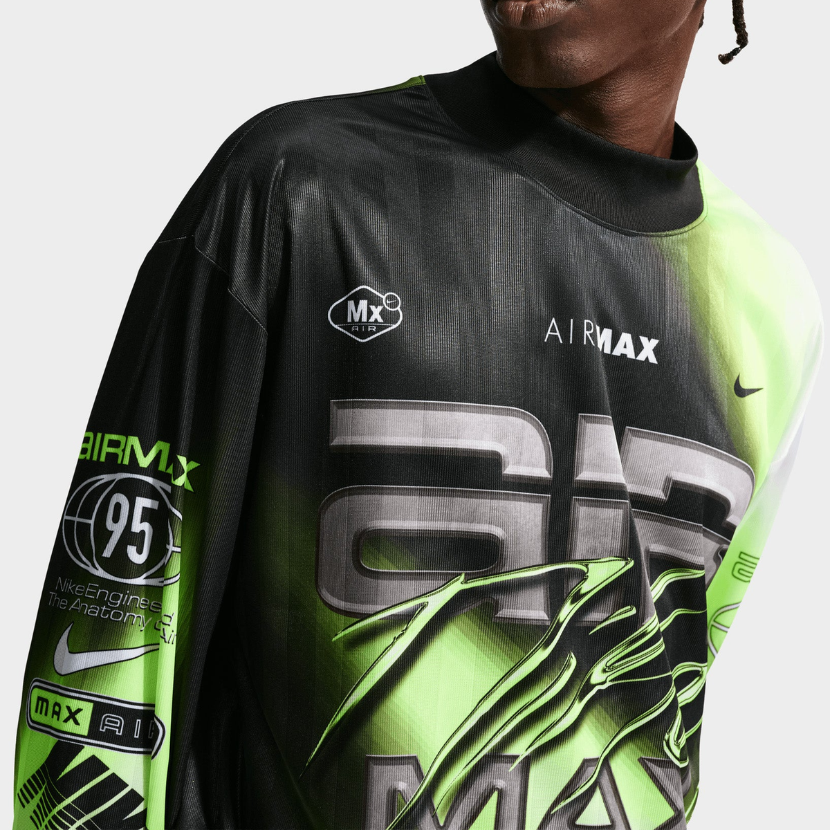 Nike Air Max 95 Neon Pullover Stand Collar Long Sleeve T-Shirt | eBay