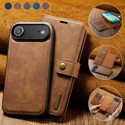 For iPhone 17 Air Genuine DG Ming Removoable Leather Wallet Card Slot Case Cover