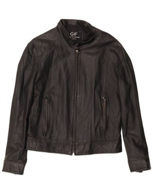 Gianfranco Ferre Mens Bomber Leather Jacket UK 38 Medium Black Leather AH08