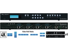 KD-VW4x4ProK 4K 4x4 Video Wall Processor/Seamless Matrix Switch with 4 Rx Units