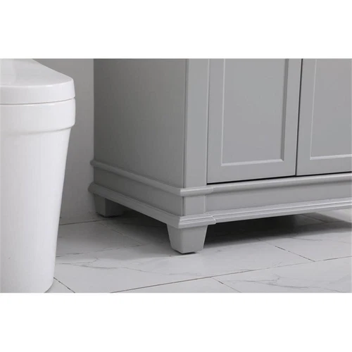 Elegant Decor Wesley 30" Steel and Solid Wood Single Bathroom Vanity Set in Gray - Picture 5 of 8