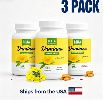 3pc Bella All Natural Damiana Leaves Dietary Supplement,60ct Free shipping