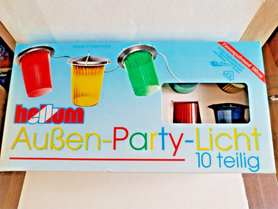 Vintage Hellum Außen Party Licht - 10 teilig (Made in Germany) mit OVP