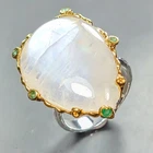 Handmade ring 35 ct Natural Moonstone Ring 925 Sterling Silver Size 8 /R445910
