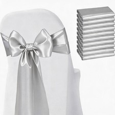 Satin Chair Sashes Bows 50 Pack Universal Polyester Chair Ribbons for Wedding...