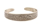 925 Sterling Silver Vintage Bracelet REED & BARTON Floral Carved Cuff  BT11334