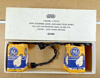 E. Leitz Inc. 2 Bulbs 6 Volts w Soldered Leads & Male Plug # 62405 SEE PICTURES