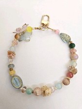Phone charm wristlet - keychain - bag accessory multicolor beads hand-made