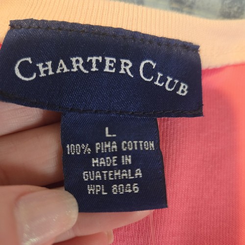 Charter Club Women’s Sz L Pink Short Sleeve T Shirt Top 100% Pima Cotton Summer - Picture 4 of 6