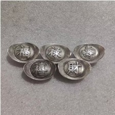 Lingotes de plata antiguos de China de 5 piezas bonitos taels de plata china con forma de zapato