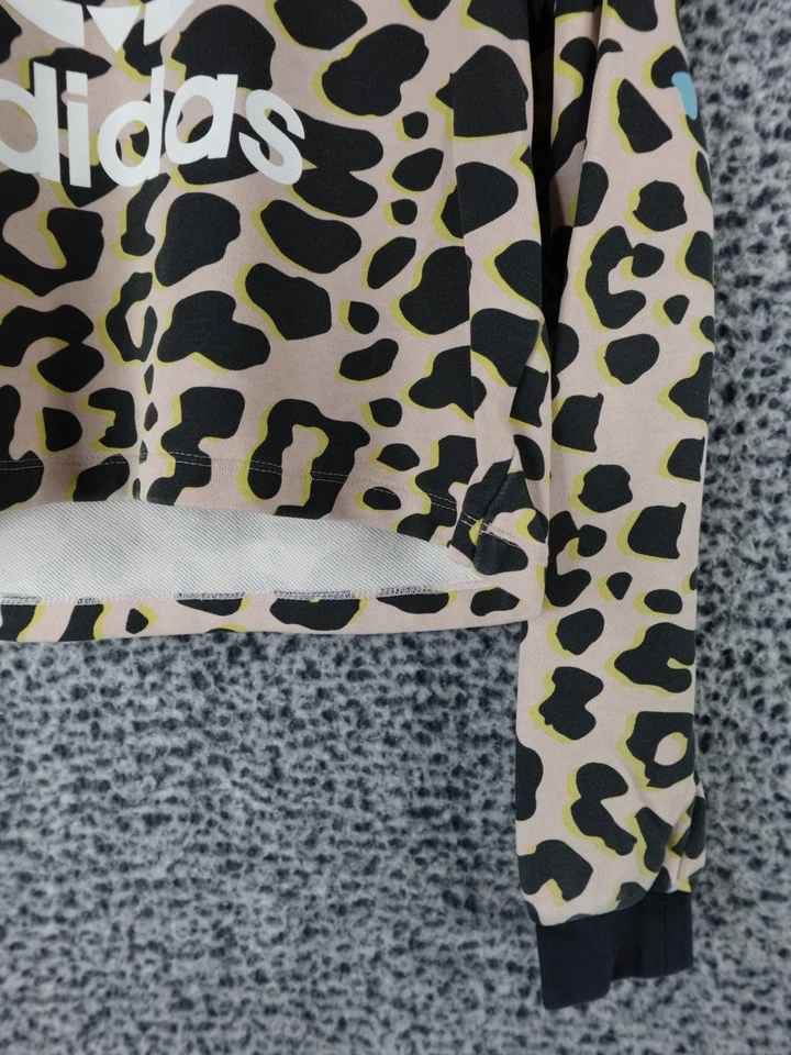 Adidas Originals Youth Long Sleeve Hoodie Leopard Print Light Pink Sweatshirt L - Image 4 of 4