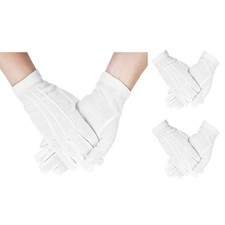 3 Pair White Cotton Gloves Parades Costume Gloves Formal Tuxedo Uniform Glove