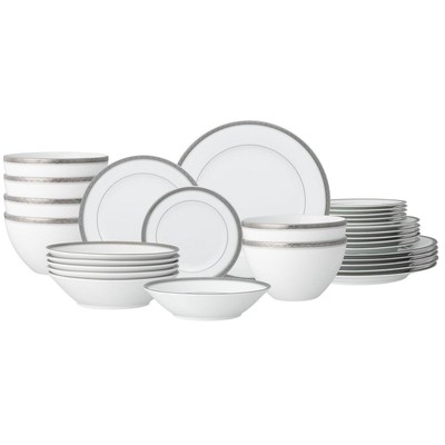 Noritake Charlotta Platinum 30-Piece Dinnerware Set, Service For 6