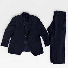 Jos. A. Bank Signature Collection Suit Mens 46R 36W 29L Pinstripe 100 Wool Navy