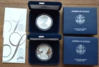 Two 2007W American Eagle .999 1 Troy Oz. Silver $1 Proof Coins OGP , COAs