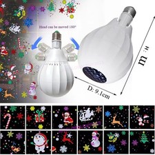E27 Base Christmas Projector Light RGB Color Xmas Party Snowflake LED Laser Lamp