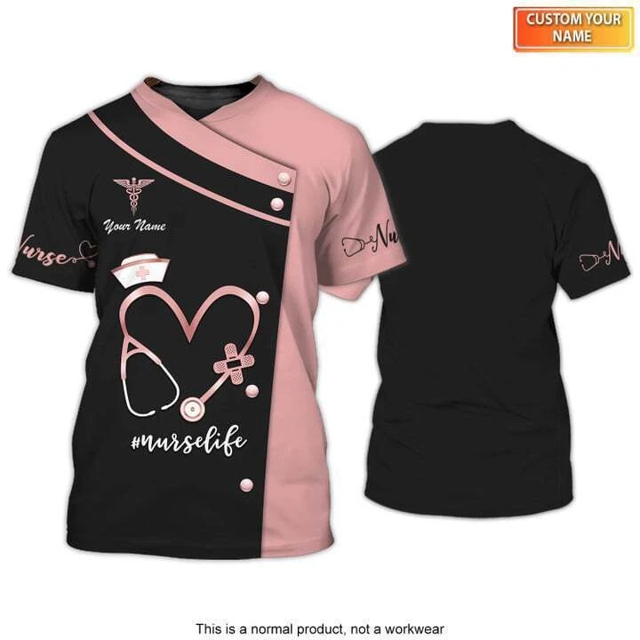 Black Pink Nursing Uniform 3D T- SHIRT Halloween Gift