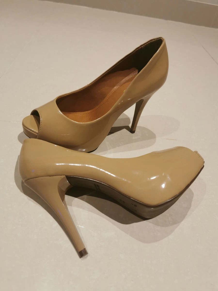 Via Uno Nude Peep Toe Heels Size 5 eBay