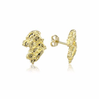 10K massive Gelbgold Nugget Ohrstecker - Dia Cut Damen Herren