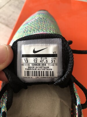 Nike Flyknit Racer Multi-Color Rainbow Runner 526628 Mens US 13